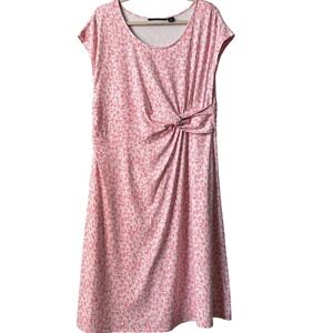 Lands' End Women's Pink Sailboat Print Knit Midi Dress‎ Size L